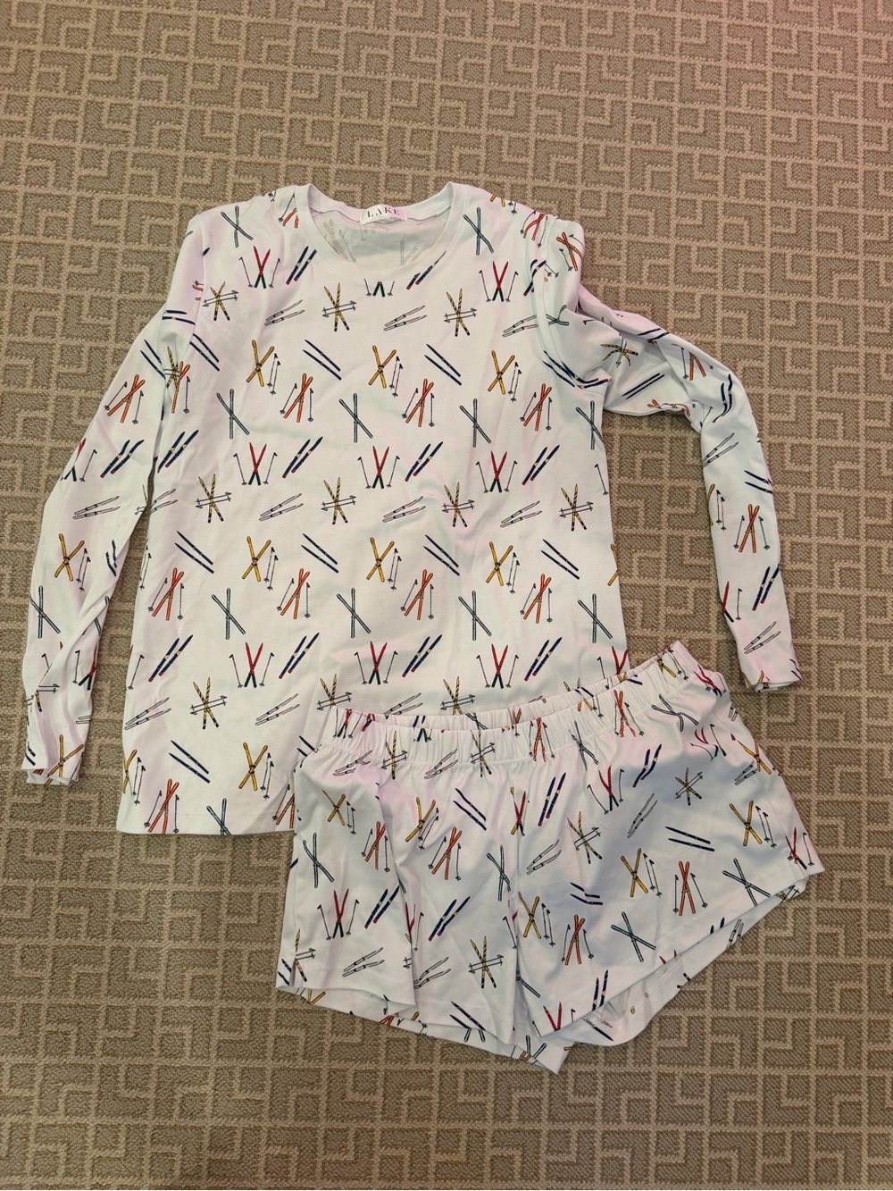 Lake pajamas vintage ski print short set